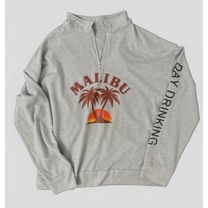XL Soft Cozy Malibu Quarter-Zip Sweatshirt Palm Trees Day Drinking Unisex Sweat